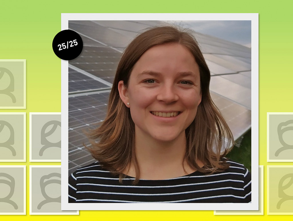 Sophia Bachert im Porträt vor grün-gelbem Hintergrund